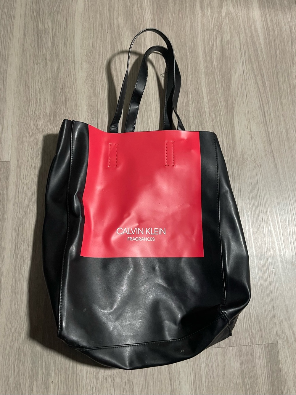 Calvin Klein Fragrances Black and Red Logo Tote Bag